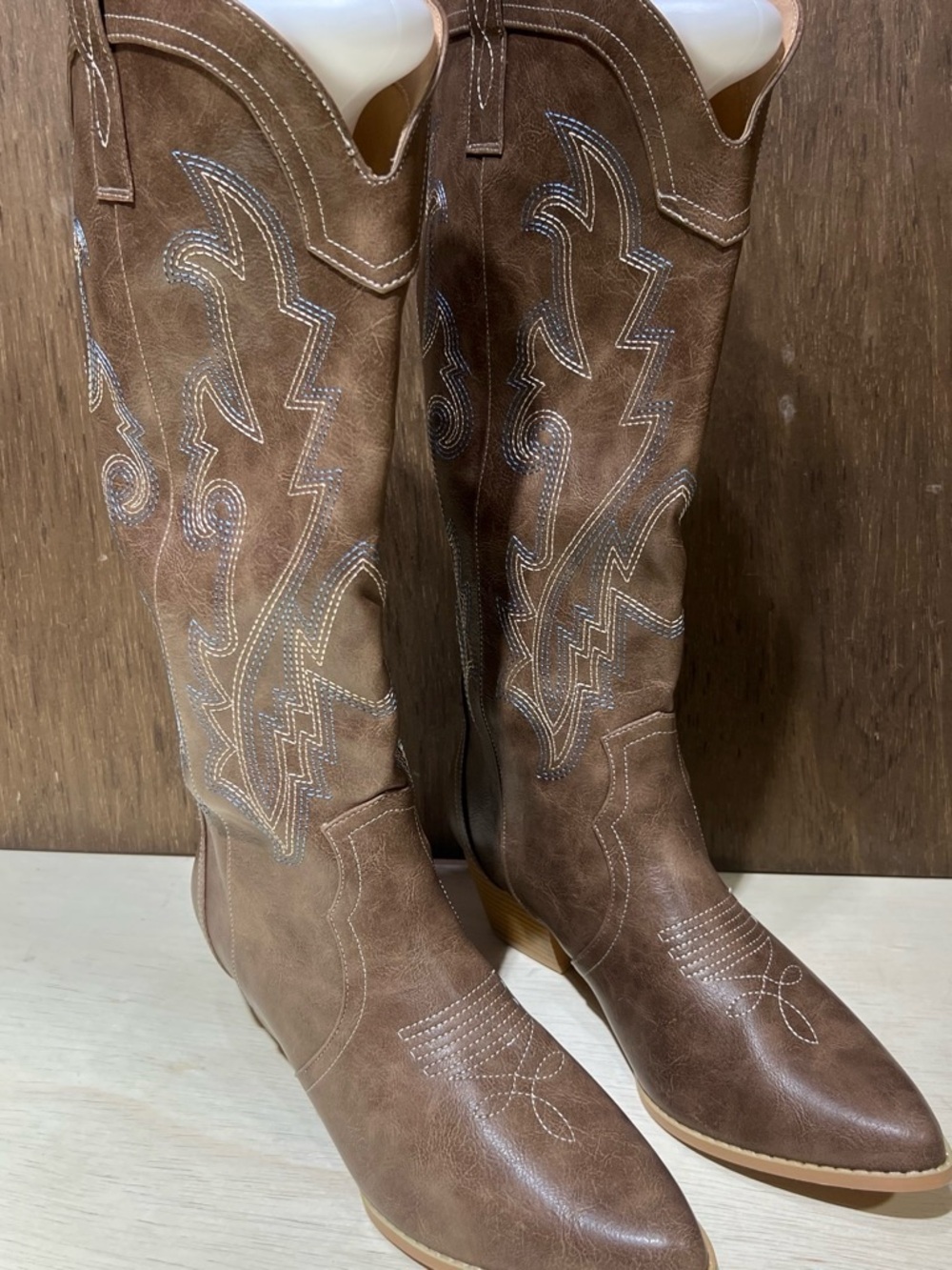 Brown Western Knee-High Cowboy Boots for Women